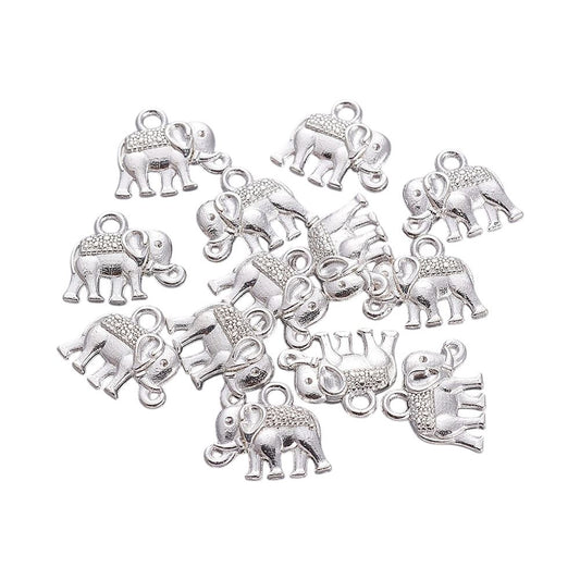 Alloy Charm, Elephant, Antique Silver, Approx. 1.2x1.4cm, Pack of 50