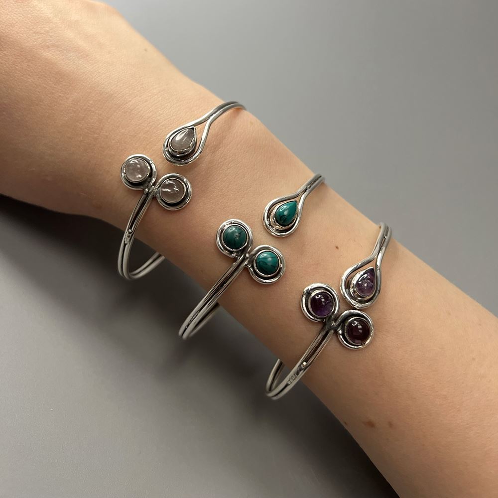 Silver Plated Adjustable Trinity Cuff Bangle - image 8