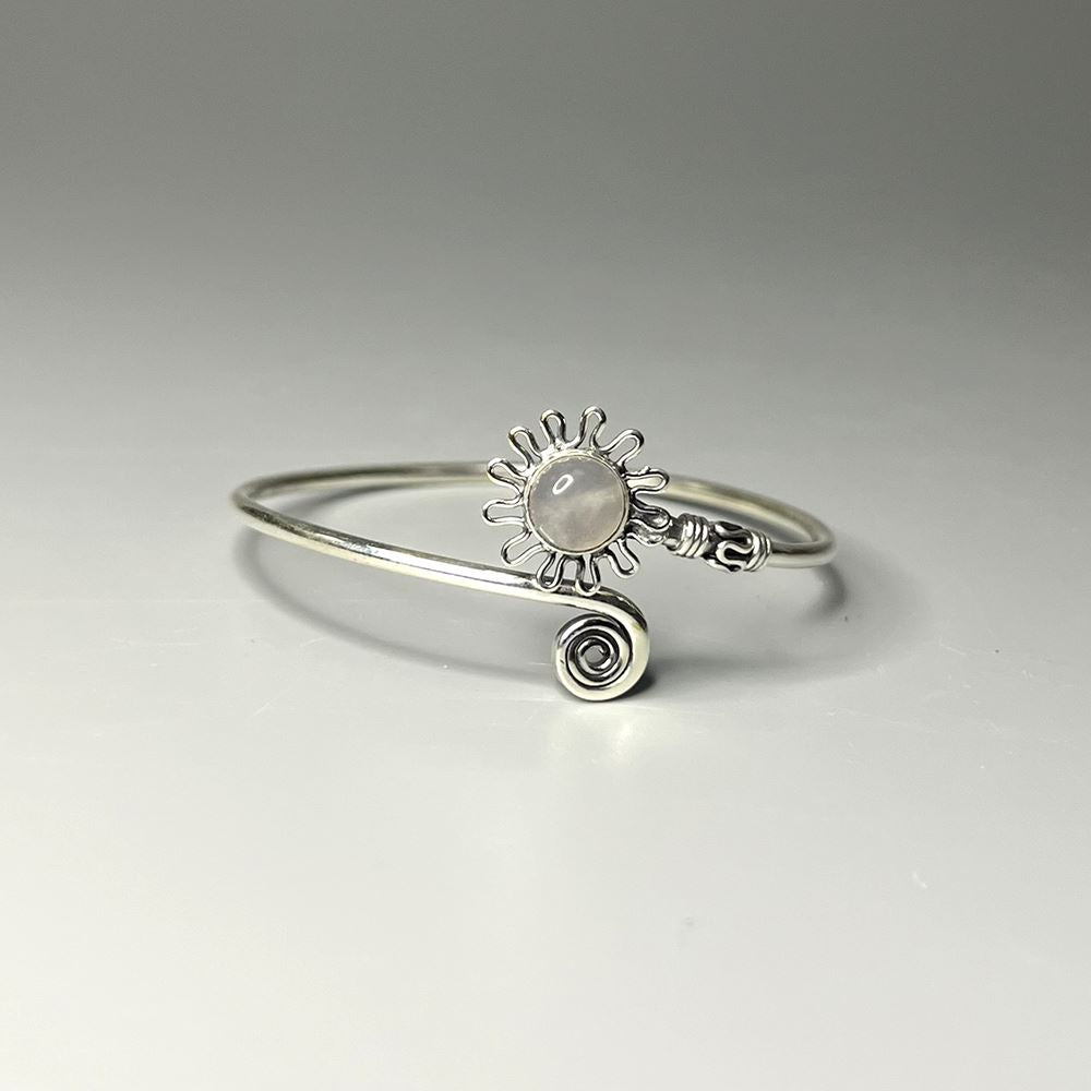 Silver Plated Adjustable Daisy Spiral Cuff Bangle - image 7