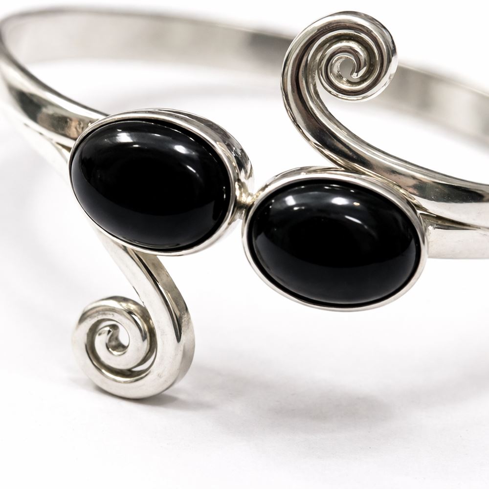 Silver-Plated Adjustable Oval Spiral Cuff Bangle - image 8