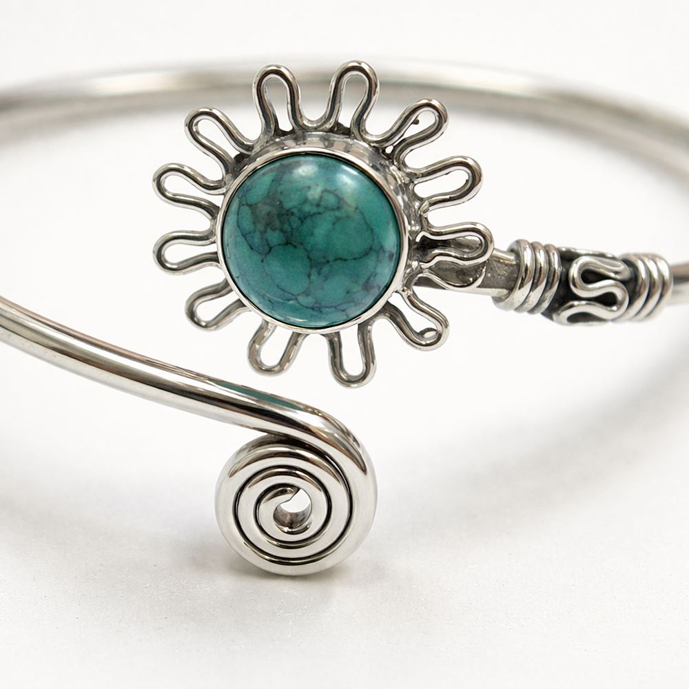Silver Plated Adjustable Daisy Spiral Cuff Bangle - image 18