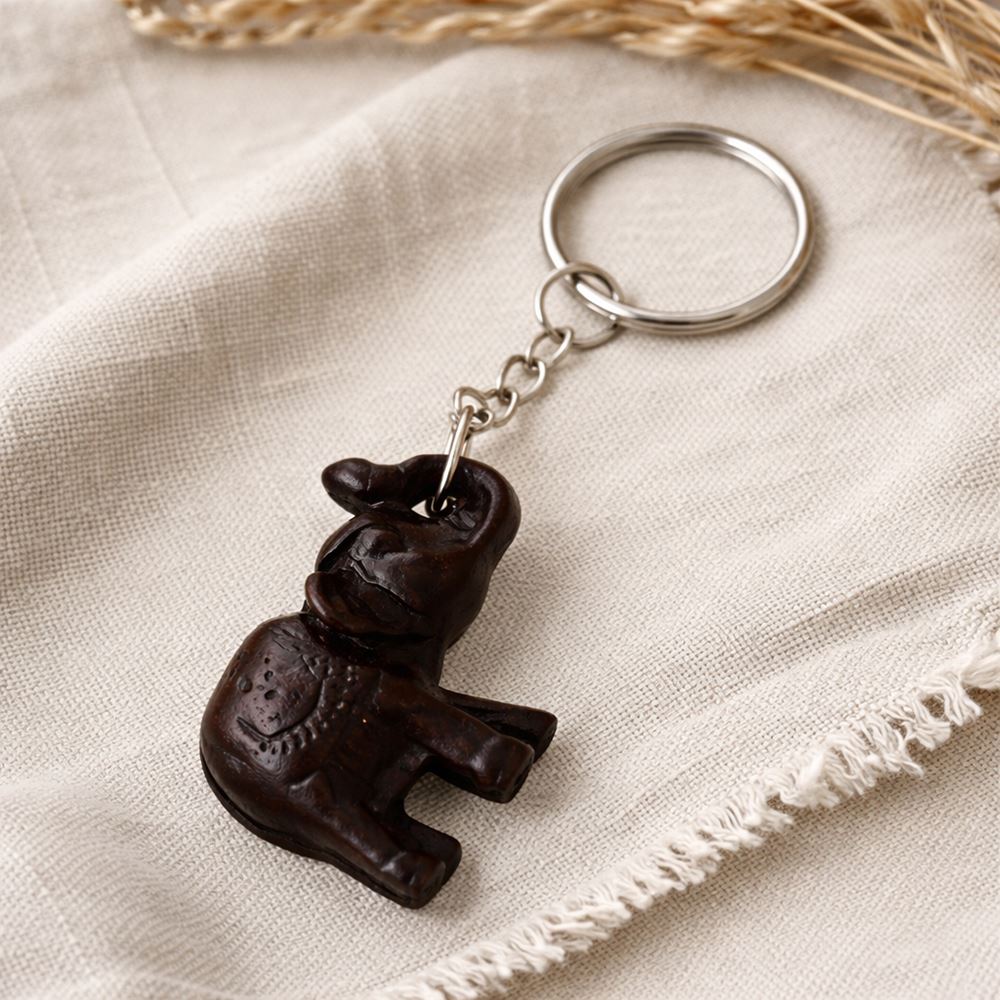 Wooden Keychain, Elephant, Assorted Design