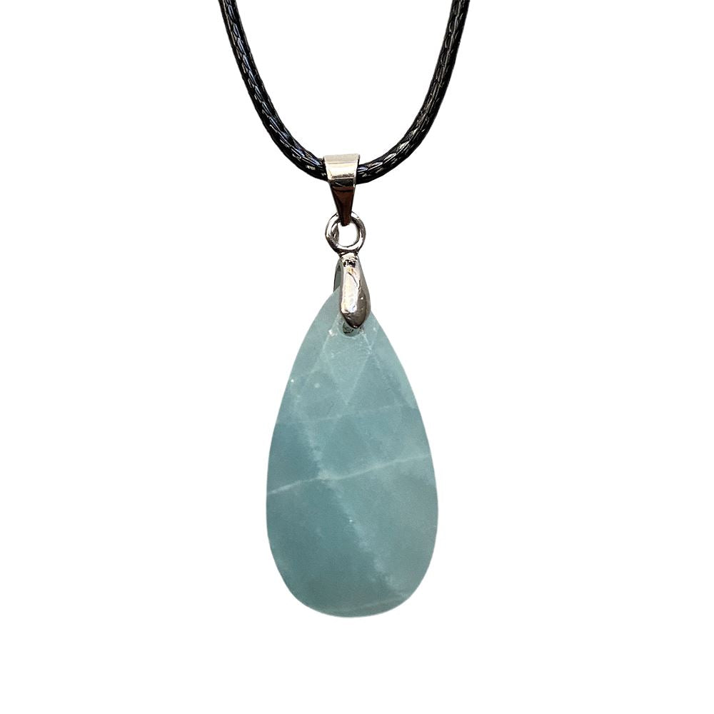 Teardrop Faceted Pendant with Black Cord, 2.5x1.5cm - image 14