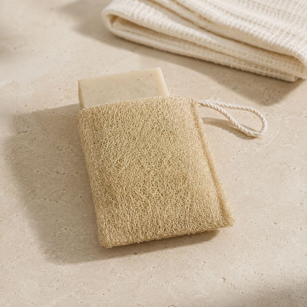 Natural Loofah Rectangular Pouch, 10x9cm