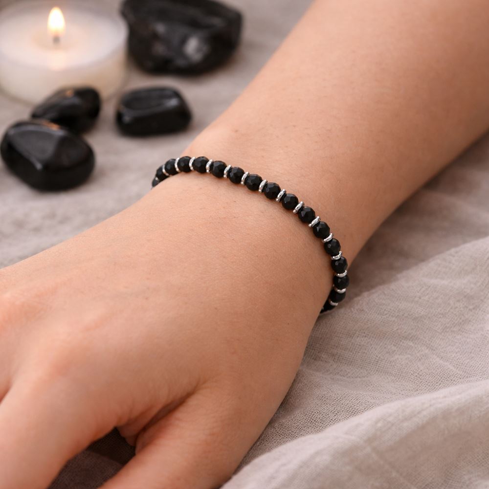 Silver Plated Stretch Bracelet with Gemstones - image 3