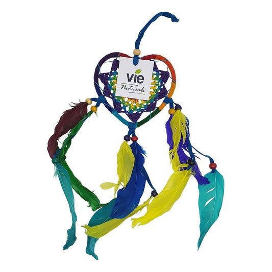 Heart Shaped Dream Catcher, 9cm, Rainbow