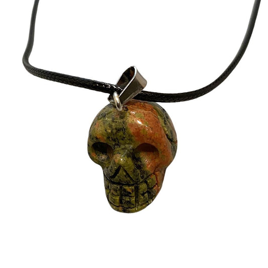 Crystal Skull Head Pendant with Black Cord
