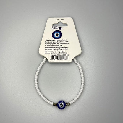 Evil Eye Bracelet with 2 Gold Beads Each Side, (JIT)