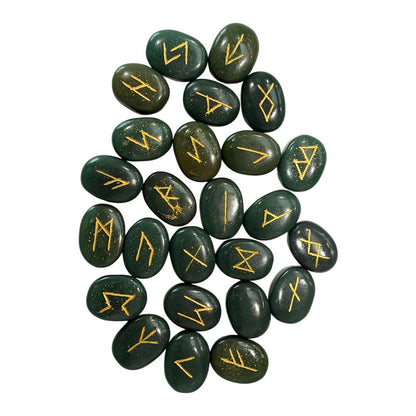 Elder Futhark Rune Set, Oval Stones 2 x 1.5cm, With Pouch