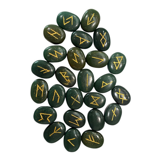 Elder Futhark Rune Set, Oval Stones 2 x 1.5cm, With Pouch