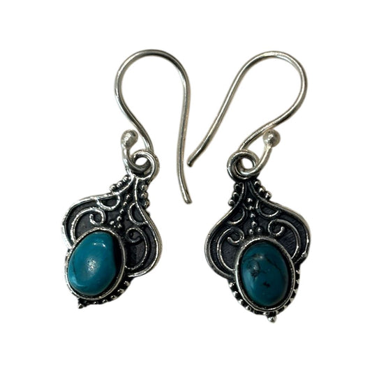 Silver-Plated Hanging Earwire Earrings (#02), 2x1cm