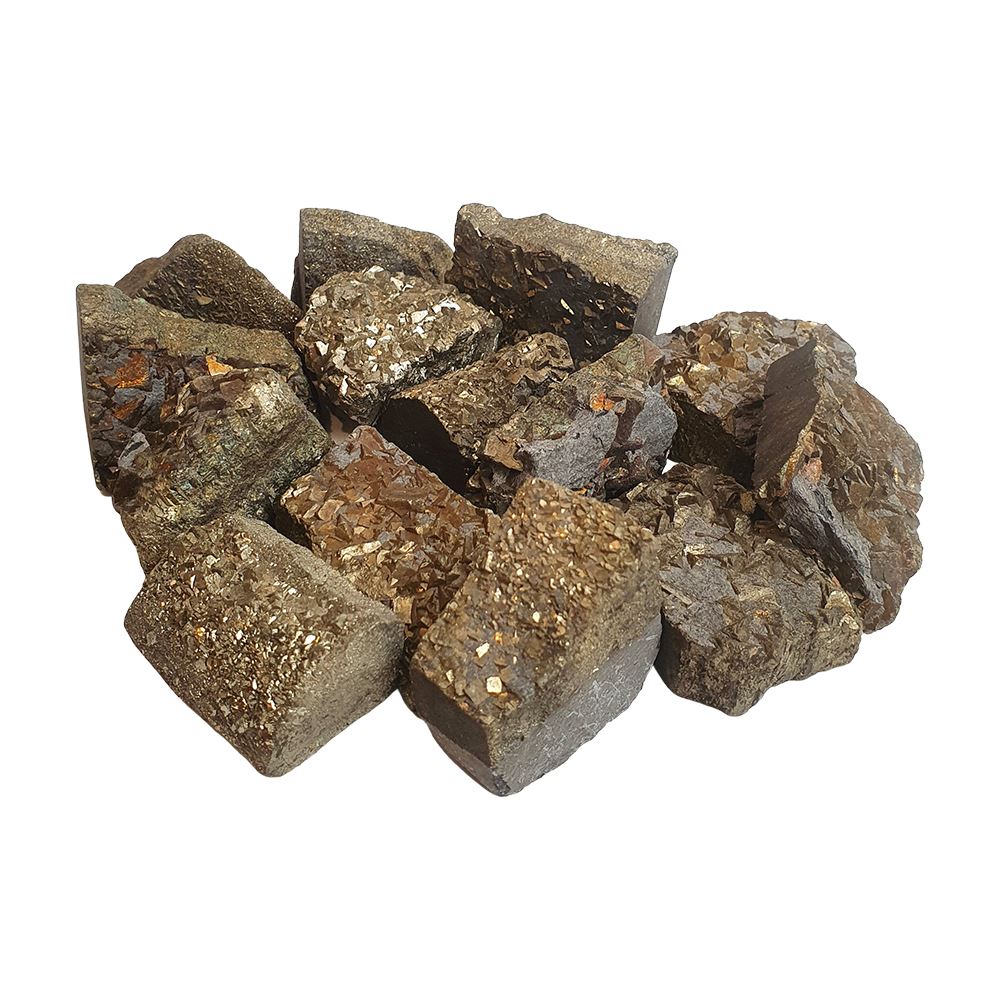 Raw Rough Cut Crystals, 50-100g, Pack of 12, Pyrite