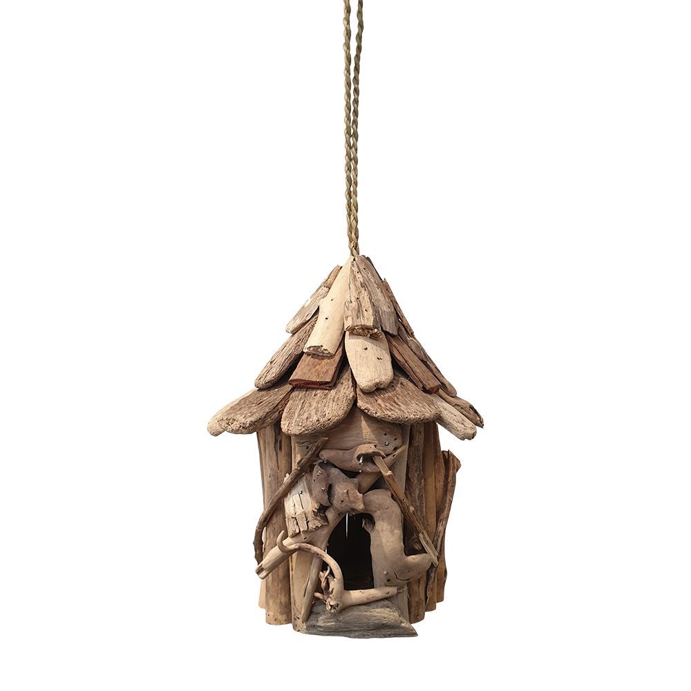 Bird House, Driftwood, Round, Approx 30cm Hanging Height