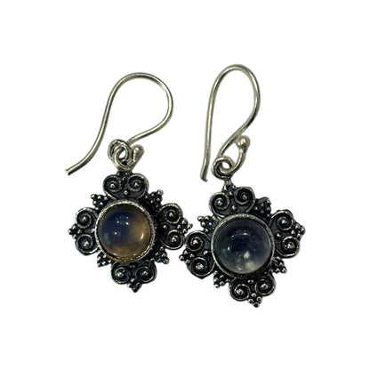 Silver-Plated Hanging Earwire Earrings (#04), 1x1cm