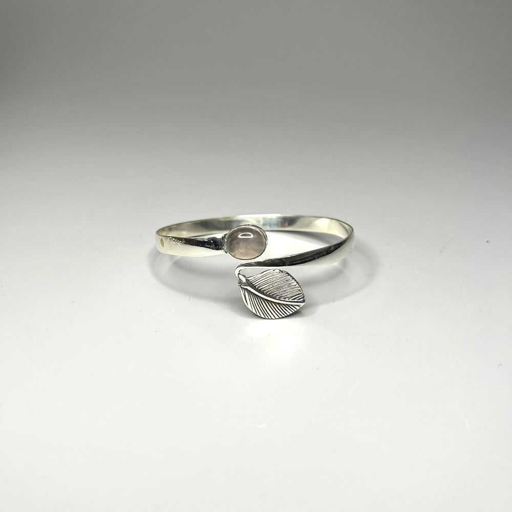 Silver-Plated Adjustable Leaf Cuff Bangle - image 4