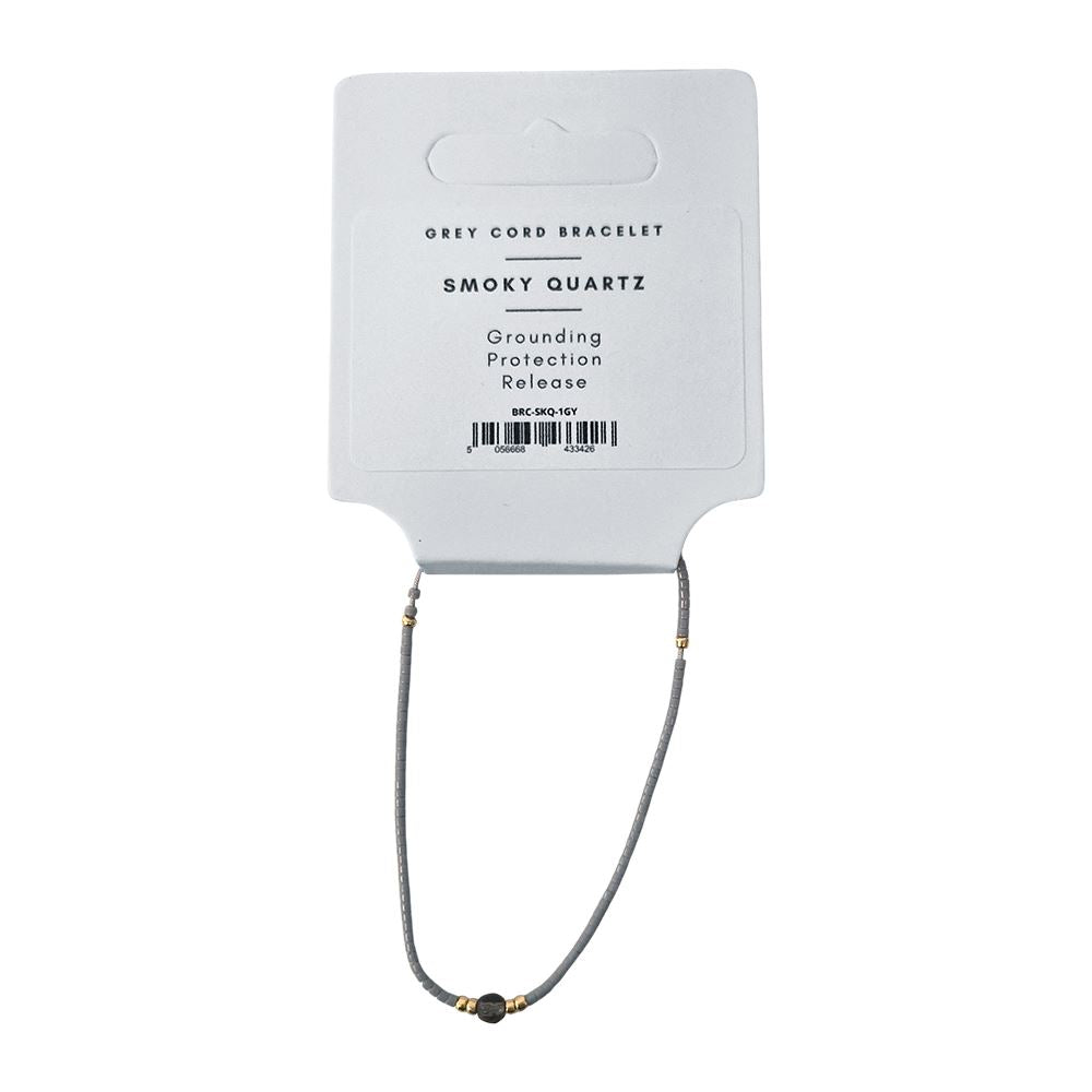 Smoky Quartz Cord Bracelet, Grey