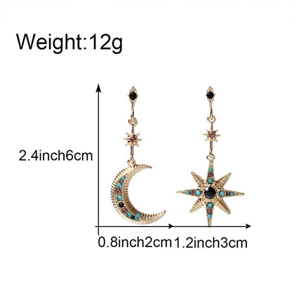 Star & Moon Drop Earrings