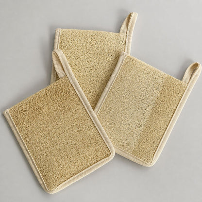 Natural Loofah Rectangular Pouch Mitt, 14x10cm