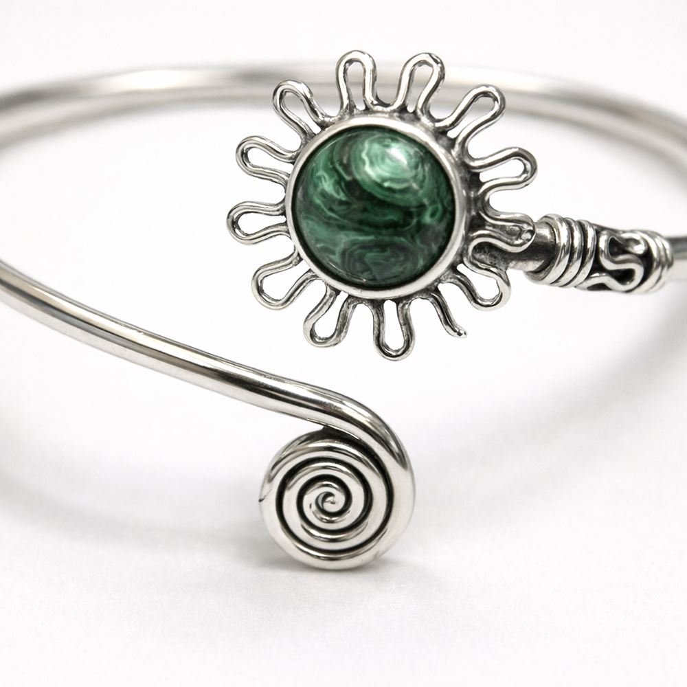 Silver Plated Adjustable Daisy Spiral Cuff Bangle - image 2