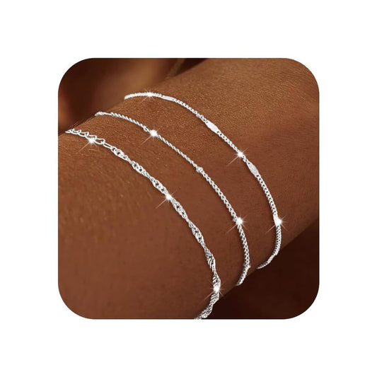 Platinum-Tone Chain Bracelet Collection, 3 Styles, Radiant Design