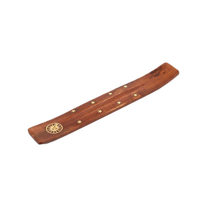 Wooden Incense Holder with Assorted Golden Designs, 25cm