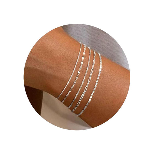 Platinum-Tone Chain Bracelet Collection, 5 Styles, Delicate Design