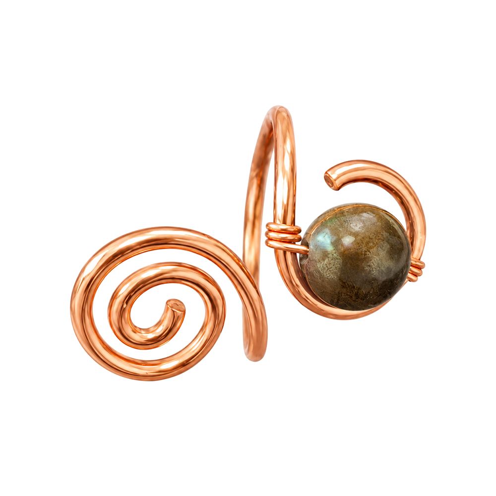 Copper Ring with Polished Stone, Design #05, Tiger's Eye