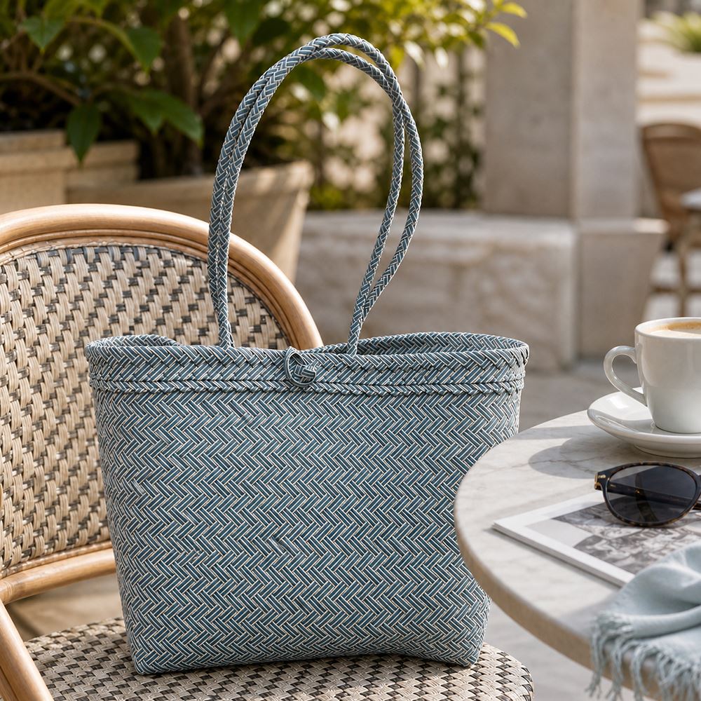 Recycled Plastic Woven Beach/Tote Long Strapped Bag, Large - image 9