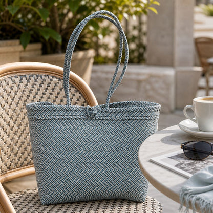 Recycled Plastic Woven Beach/Tote Long Strapped Bag, Large - image 9