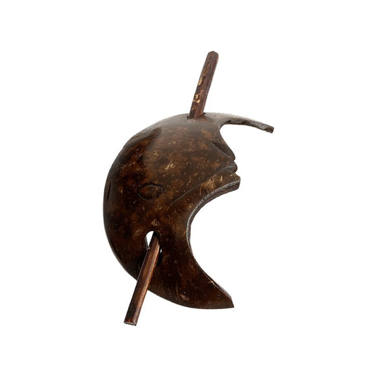 Coconut Shell Hair Pin, 8x5cm, Moon