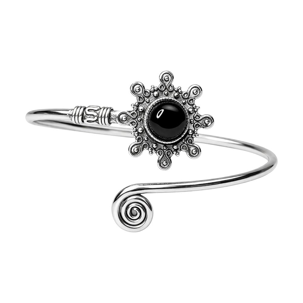 Silver Plated Adjustable Sunburst Spiral Cuff Bangle - image 8