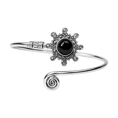 Silver Plated Adjustable Sunburst Spiral Cuff Bangle - image 8