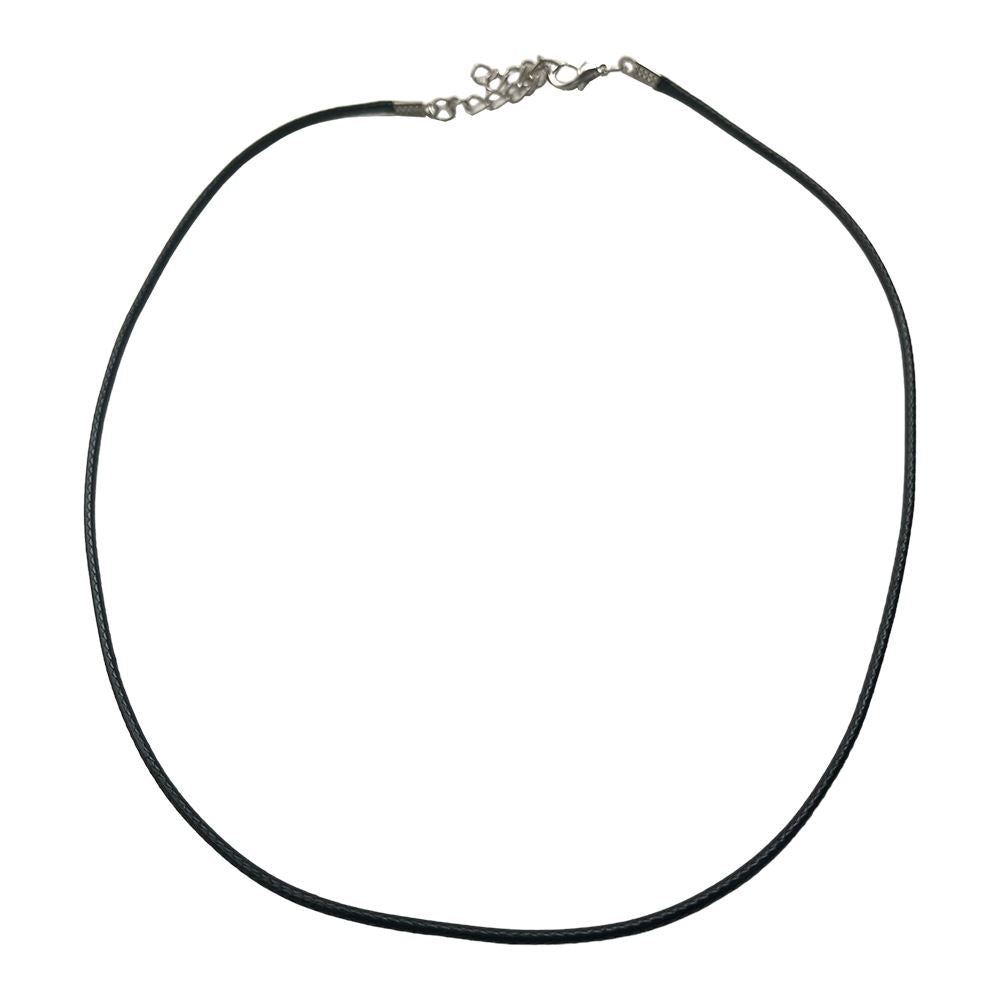 Black Cotton Cord Necklace with Lobster Clasp and Extender Chain, 45cm, Pack of 20