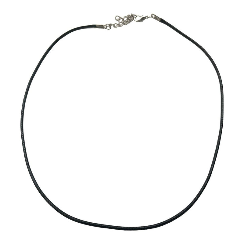 Black Cotton Cord Necklace with Lobster Clasp and Extender Chain