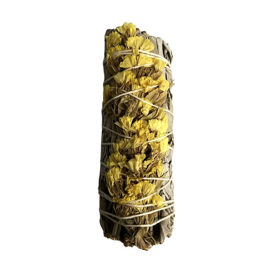 Smudge Stick, White Sage and Yellow Sinuata 4"