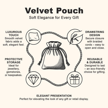 Velvet Pouches, Black, 7x5cm, Pack of 50
