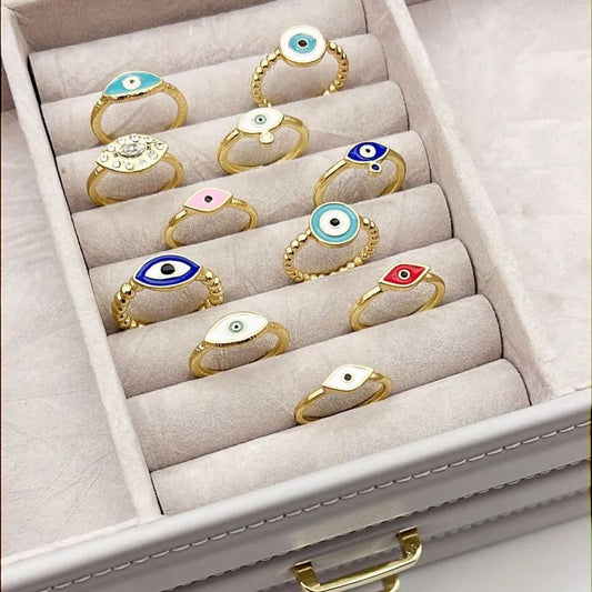 Evil Eye Ring, Gold, Iris (#7)