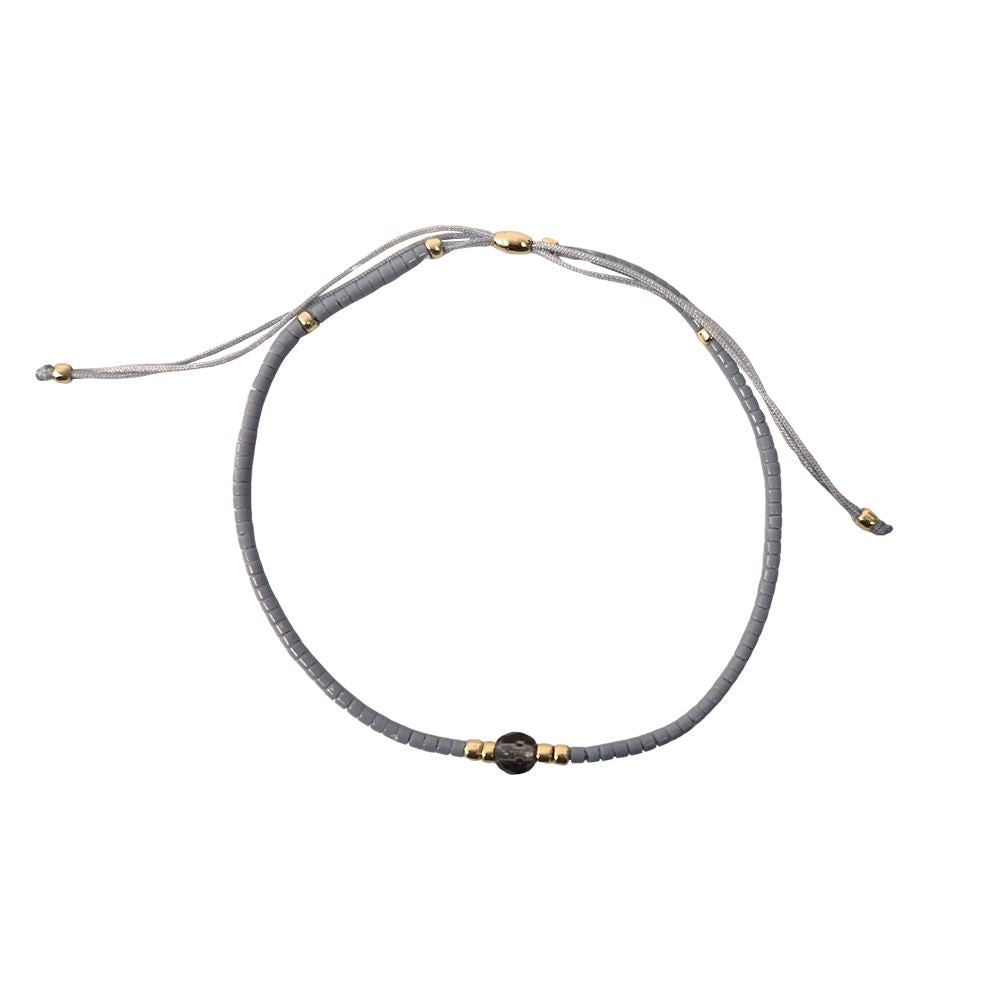 Smoky Quartz Cord Bracelet, Grey