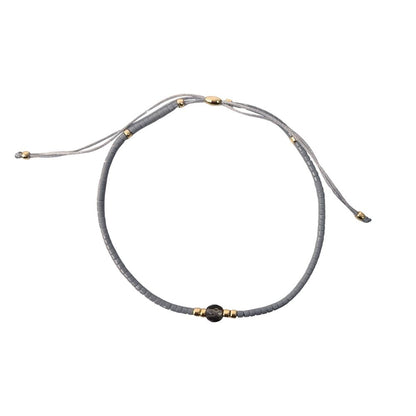 Smoky Quartz Cord Bracelet, Grey