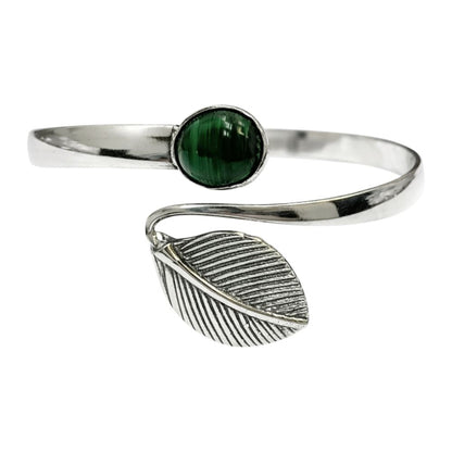 Silver-Plated Adjustable Leaf Cuff Bangle - image 12