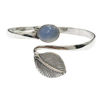 Silver-Plated Adjustable Leaf Cuff Bangle - image 6