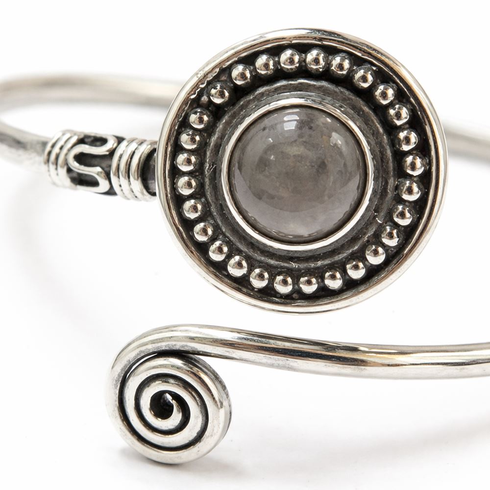 Silver-Plated Adjustable Boho Spiral Cuff Bangle - image 3