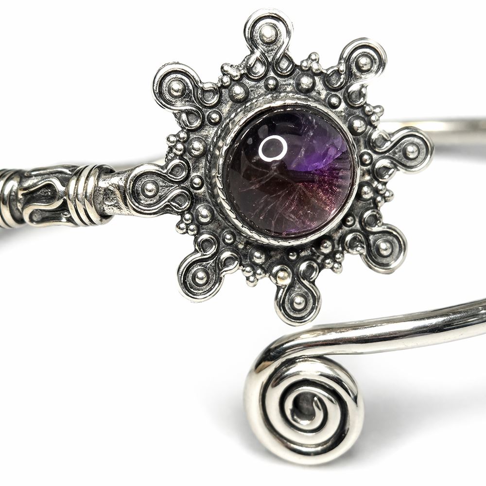 Silver Plated Adjustable Sunburst Spiral Cuff Bangle - image 15