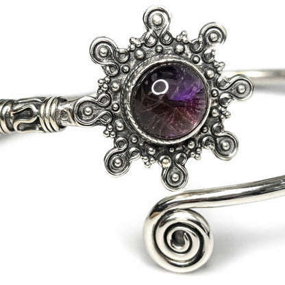 Silver Plated Adjustable Sunburst Spiral Cuff Bangle - image 15