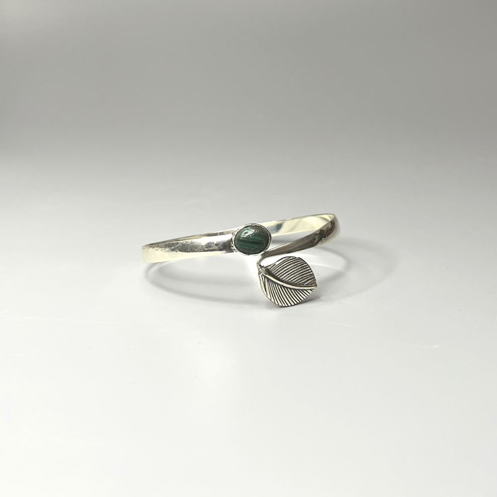 Silver-Plated Adjustable Leaf Cuff Bangle - image 14