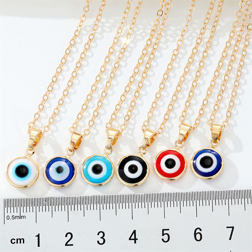 Evil Eye Pendant With Gold Chain, Coloured Collection