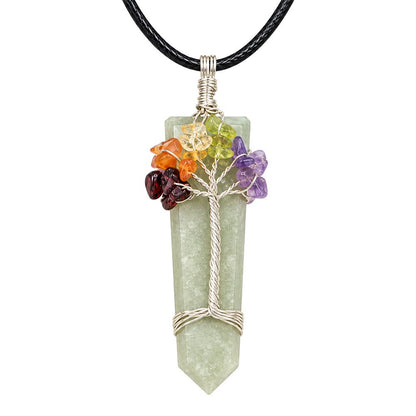 Tree of Life 7 Chakra Pendant, Black Cord