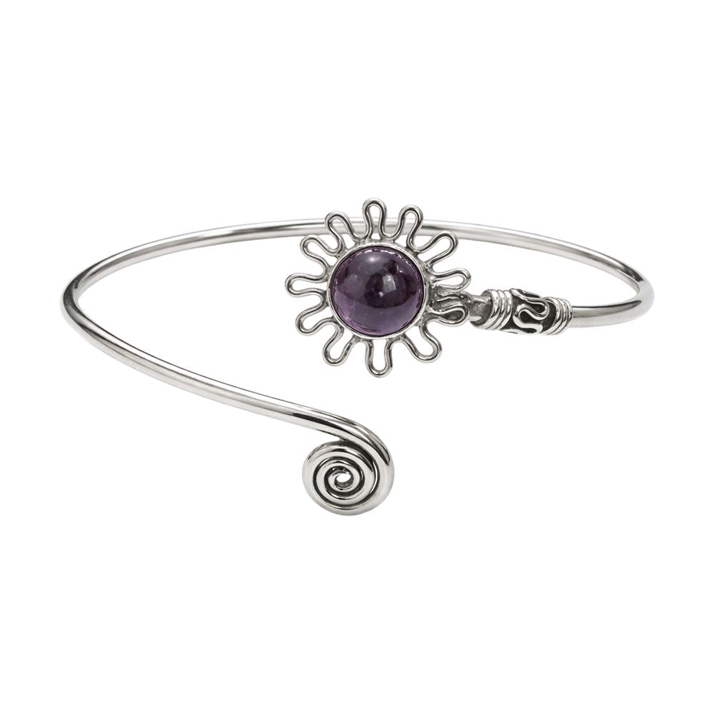 Silver Plated Adjustable Daisy Spiral Cuff Bangle - image 14