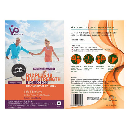 Vie Healthcare Vitamin B12 Plus 10 High Strength Transdermal Patches, 6 Transdermal Patches
