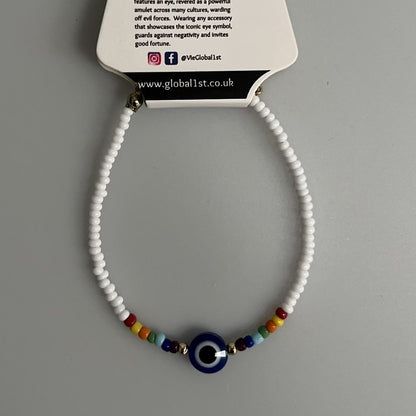 Evil Eye Bracelet, 7 Chakra Beads, (JIT)